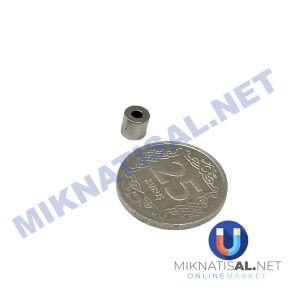 Çap 5mm X Delik Çapı 2mm X Kalınlık 5 mm N35 Halka Güçlü Mıknatıs
