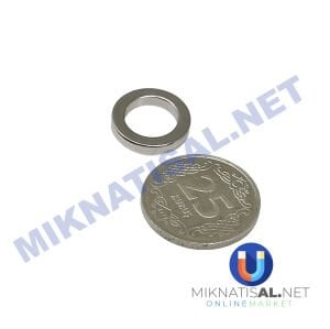 Çap 15mm X Delik Çapı 10mm X Kalınlık 3 mm N35 Halka Güçlü Mıknatıs
