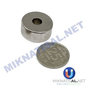 Çap 20mm X Delik Çapı 6mm X Kalınlık 10 mm N35 Halka Güçlü Mıknatıs