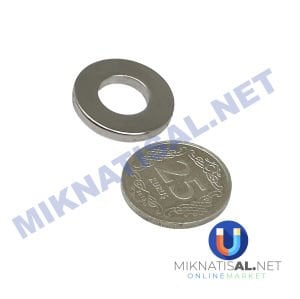 Çap 20mm X Delik Çapı 10mm X Kalınlık 3 mm N35 Halka Güçlü Mıknatıs