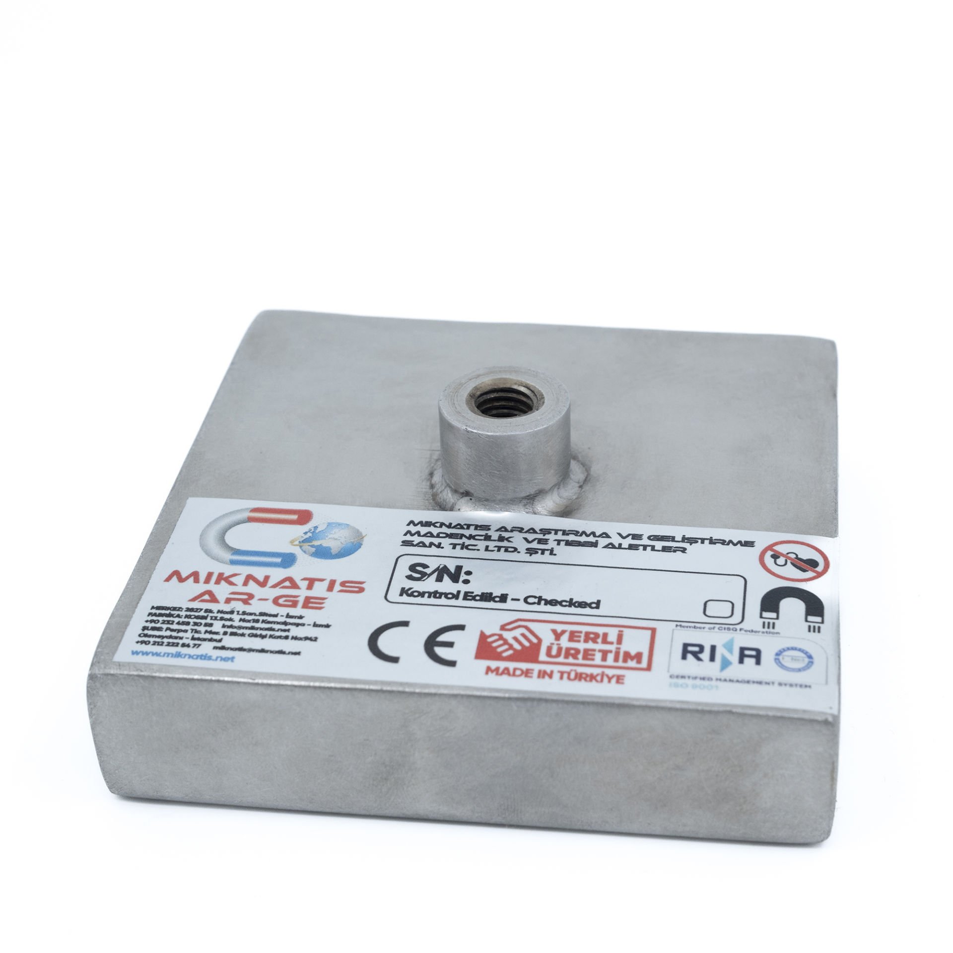 L100W100H25 MM NEODİMYUM DÜZ BAĞLANTI MANYETİK PLAKA