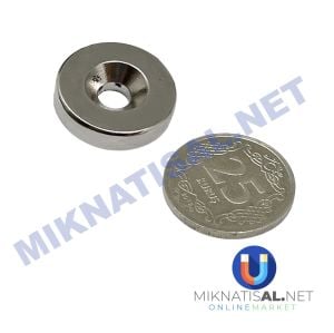 25x5 mm (8-4mm) N35 Havşalı Güçlü Neodyum Mıknatıs