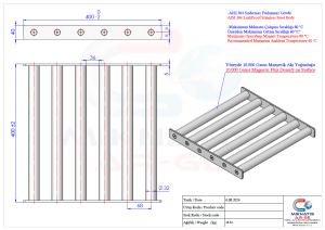 L400W400 MM D32 MM 6 ÇUBUKLU TEK KATLI NEODİMYUM MANYETİK ELEK
