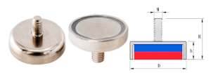 60 mm Neodyum m8 Erkek Bağlantılı Saplamalı Pot Mıknatıs - Pot-C Mıknatıs